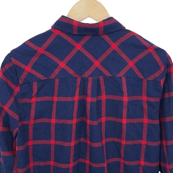 J. Crew Womens Checkered Flannel Button Down Shirt Red Blue Size Medium - Picture 5 of 9
